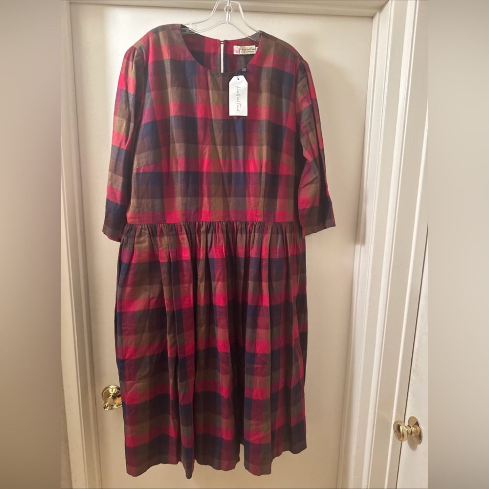 hearts and found plaid dress 3/4 sleeve sz xxxL